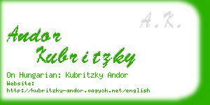 andor kubritzky business card